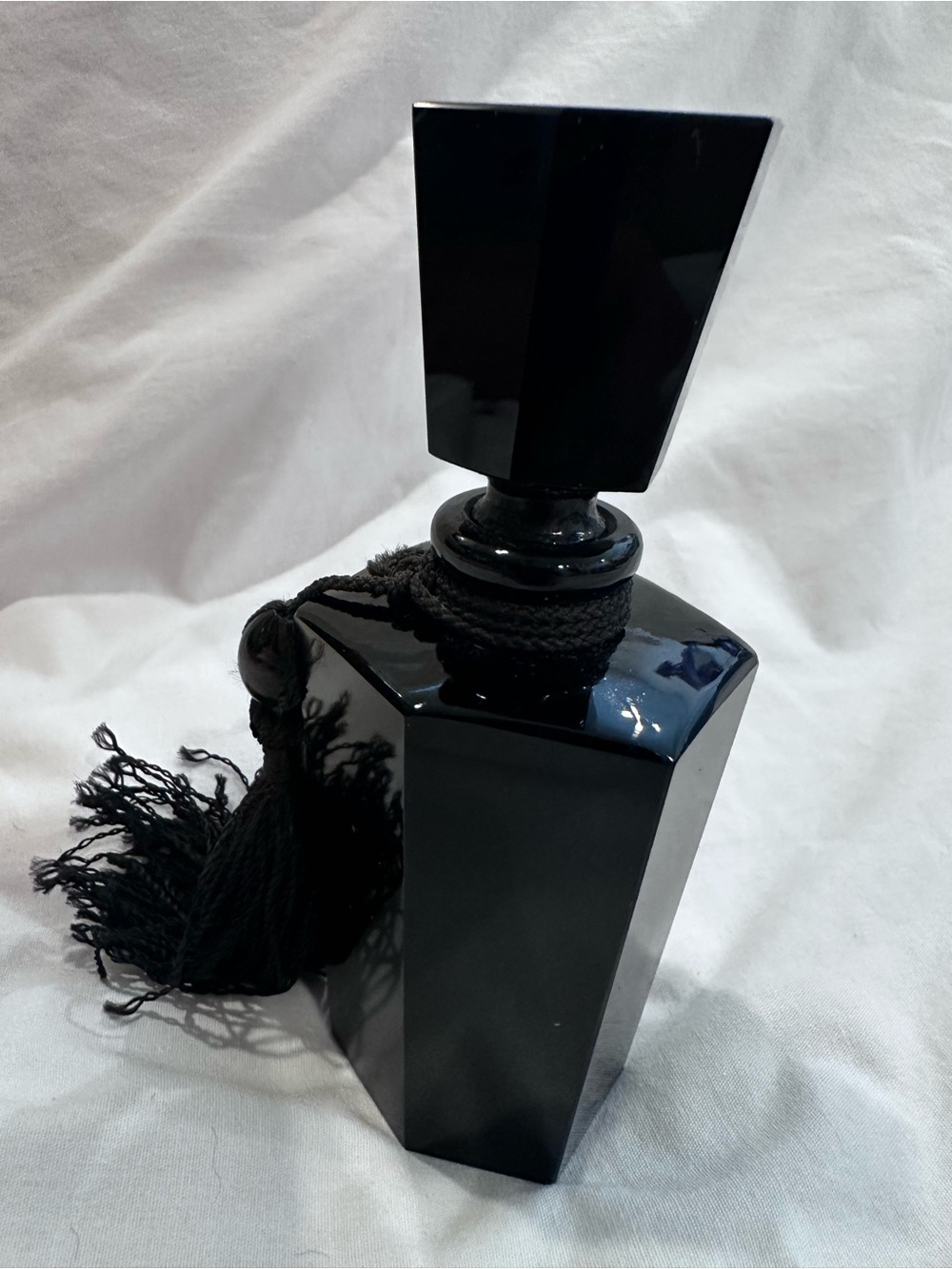 Art Deco Style Opaque Elegant Black Glass Perfume Bottle